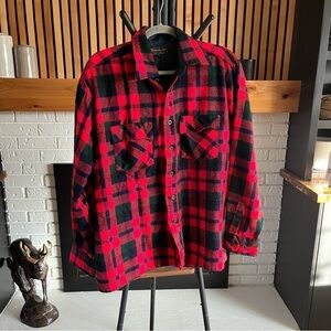Vintage Men’s Woodland Plaid Flannel Shirt - Size L, Red, Blue & Green